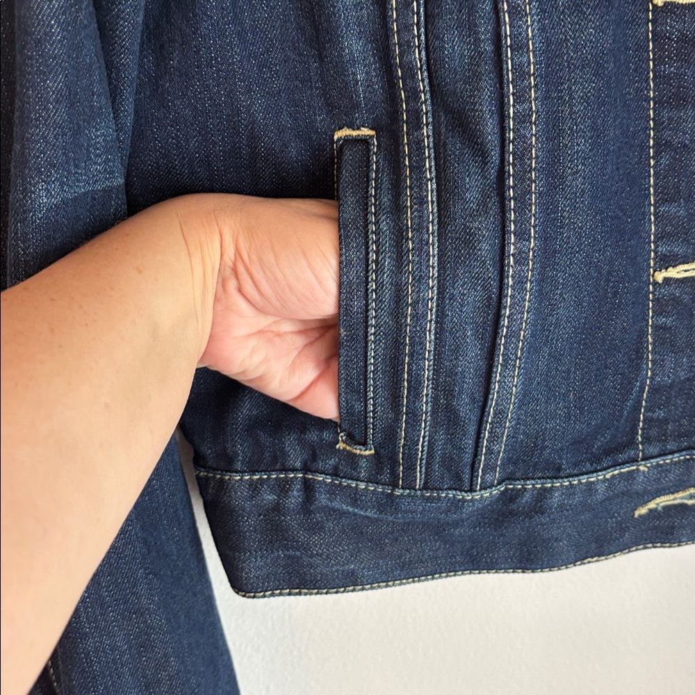 PINK vintage Victoria's Secret Dark Blue Jean Jacket Women medium fall denim EUC - Picture 6 of 11